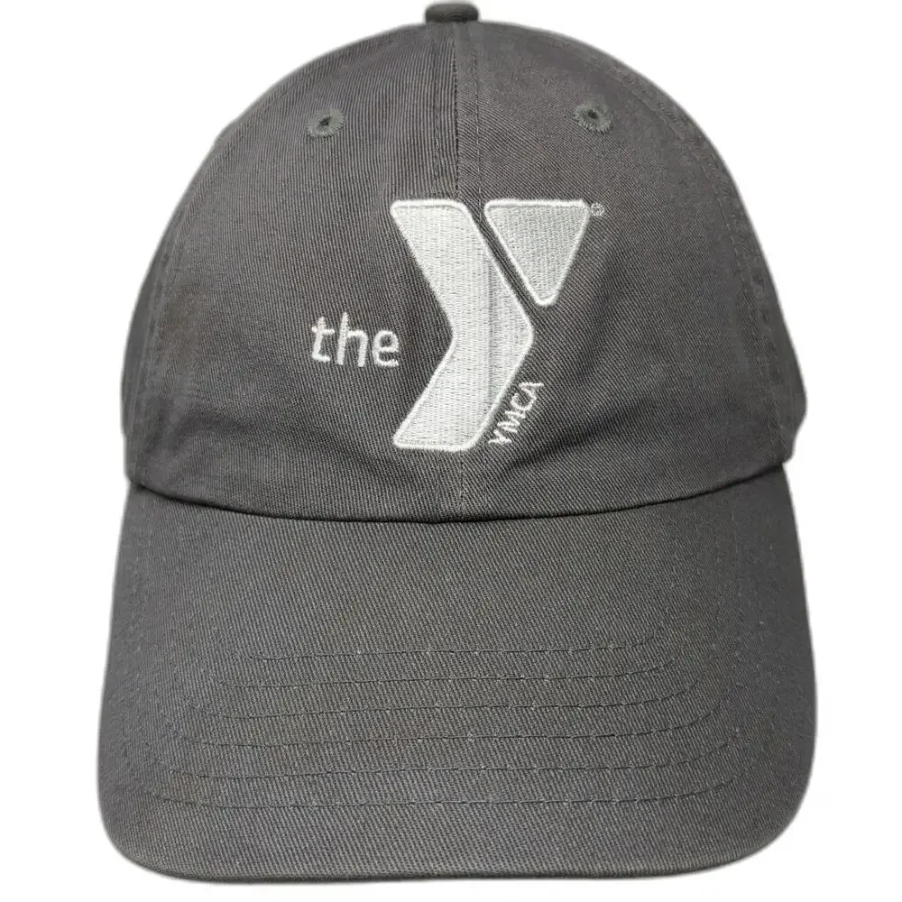 Baseball Cap Gray One Size YMCA Logo Adjustable Slideback Cotton Twill Hat